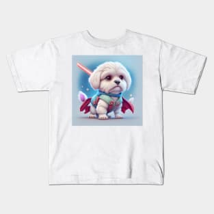 Super maltese with red lightsaber - fantasy knight Kids T-Shirt